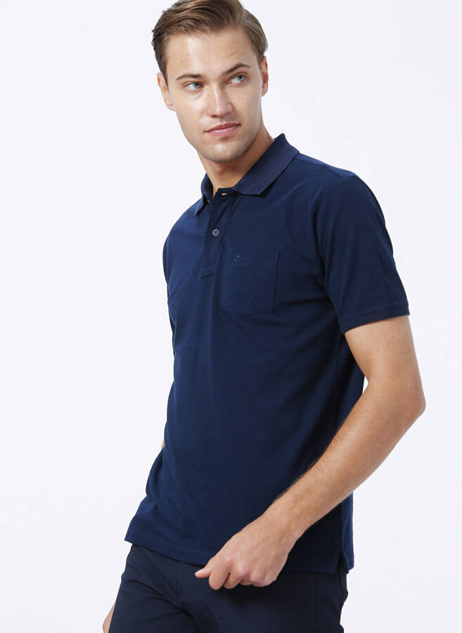 Pierre Cardin Polo Collar Plain Navy Blue Men's Polo T-Shirt - 3