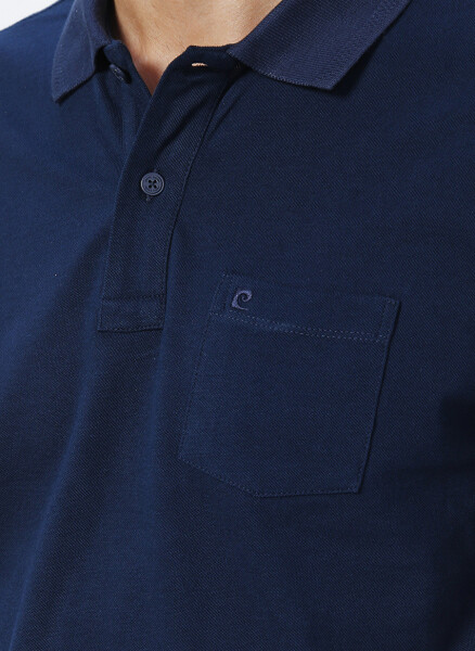 Pierre Cardin Polo Collar Plain Navy Blue Men's Polo T-Shirt - 5