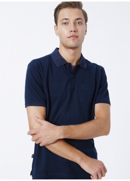 Pierre Cardin Polo Collar Plain Navy Blue Men's Polo T-Shirt - 6