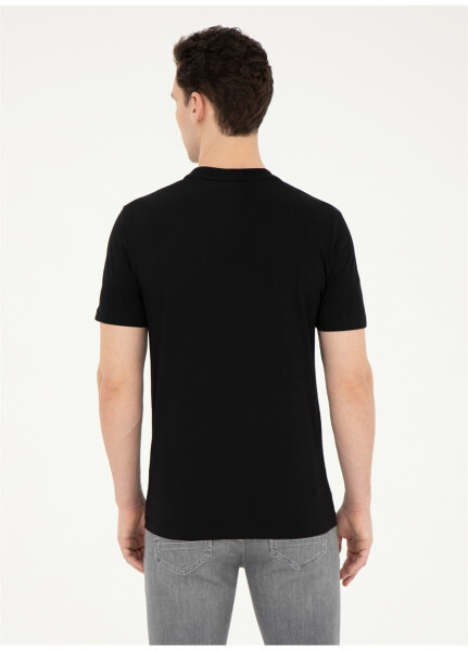 Pierre Cardin Printed Black Men's T-Shirt with Crew Neck LINEA - 17