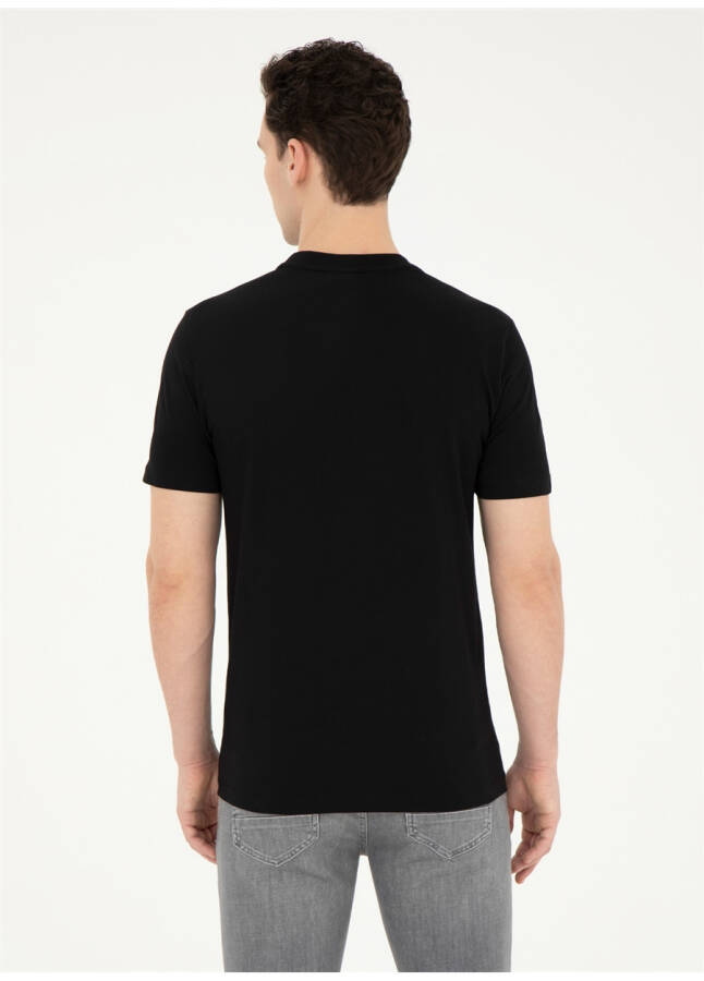 Pierre Cardin Printed Black Men's T-Shirt with Crew Neck LINEA - 17