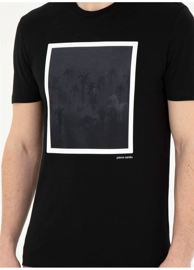 Pierre Cardin Printed Black Men's T-Shirt with Crew Neck LINEA - 18