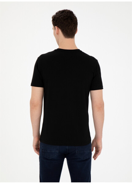 Pierre Cardin Printed Black Men's T-Shirt with Crew Neck PLATO - 17