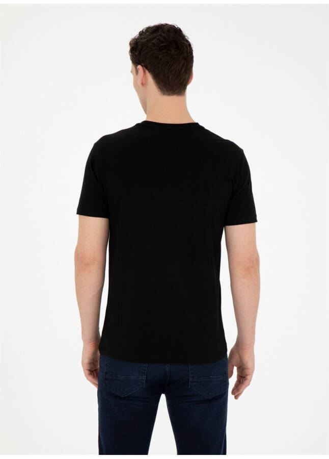 Pierre Cardin Printed Black Men's T-Shirt with Crew Neck PLATO - 17