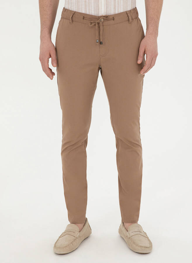 Pierre Cardin Regular Waist Regular Leg Slim Fit Light Brown Men's Pants FELICIA - 2