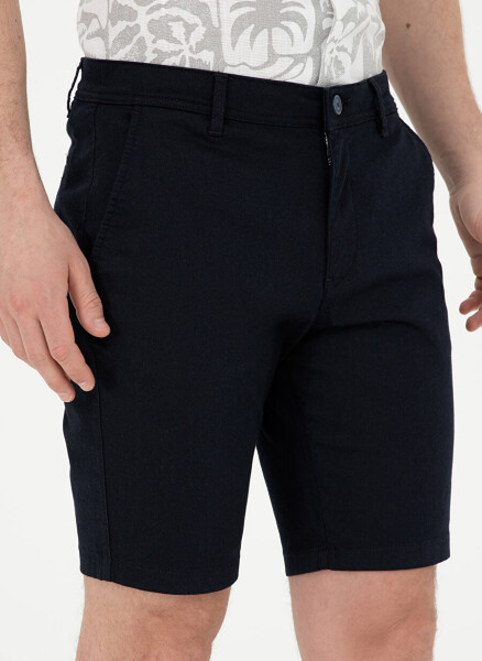 Pierre Cardin Regular Waist Slim Fit Navy Blue Men's Bermuda Shorts CERNA - 11