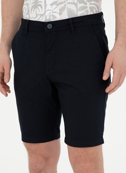 Pierre Cardin Regular Waist Slim Fit Navy Blue Men's Bermuda Shorts CERNA - 12