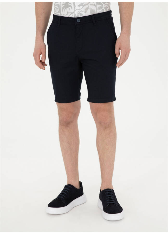 Pierre Cardin Regular Waist Slim Fit Navy Blue Men's Bermuda Shorts CERNA - 14