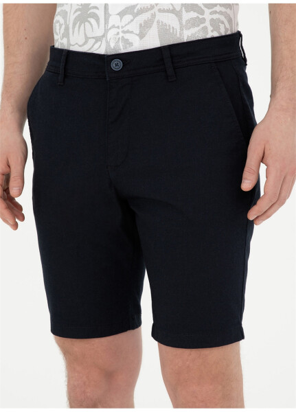 Pierre Cardin Regular Waist Slim Fit Navy Blue Men's Bermuda Shorts CERNA - 18