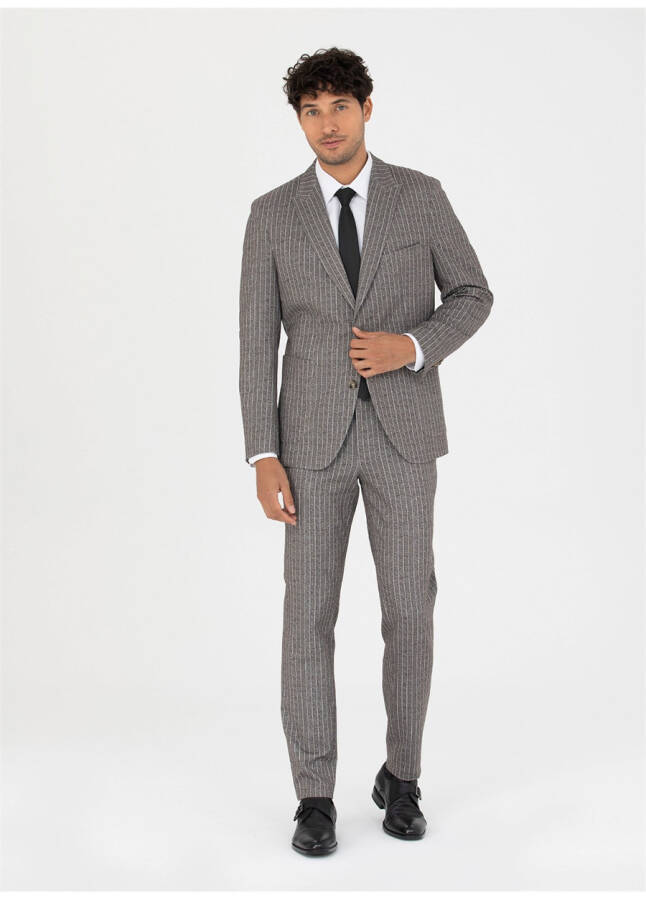 Pierre Cardin Slim Fit Jigarrang Erkaklar Kostyumi S09020/EXT - 7