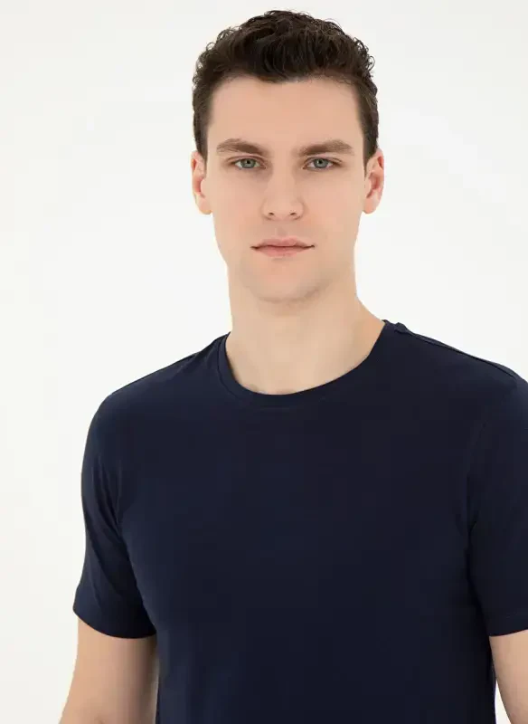 Pierre Cardin Velosiped Yoqasi Tekis To'q ko'k Erkaklar Futbolkasi BIVIO - 2