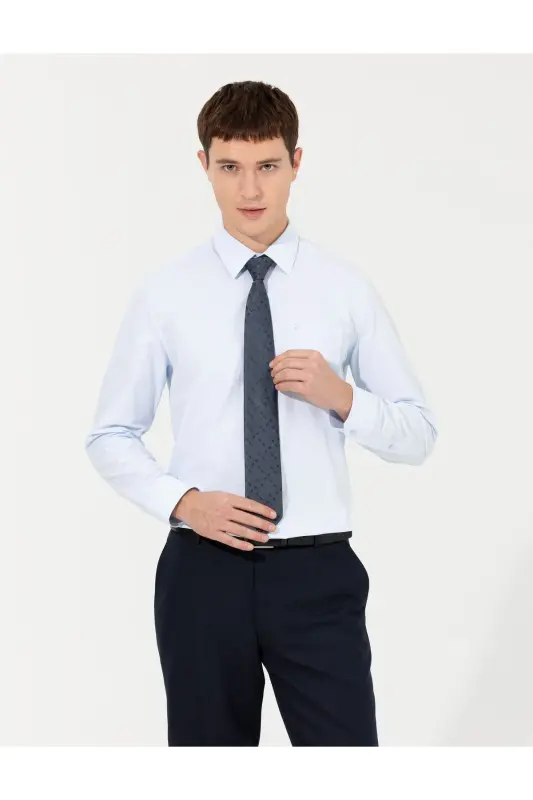 PIERRE CARDIN WOVEN FABRIC CLASSIC POCKETED LIGHT BLUE REGULAR FIT SHIRT-LIGHT BLUE - 2