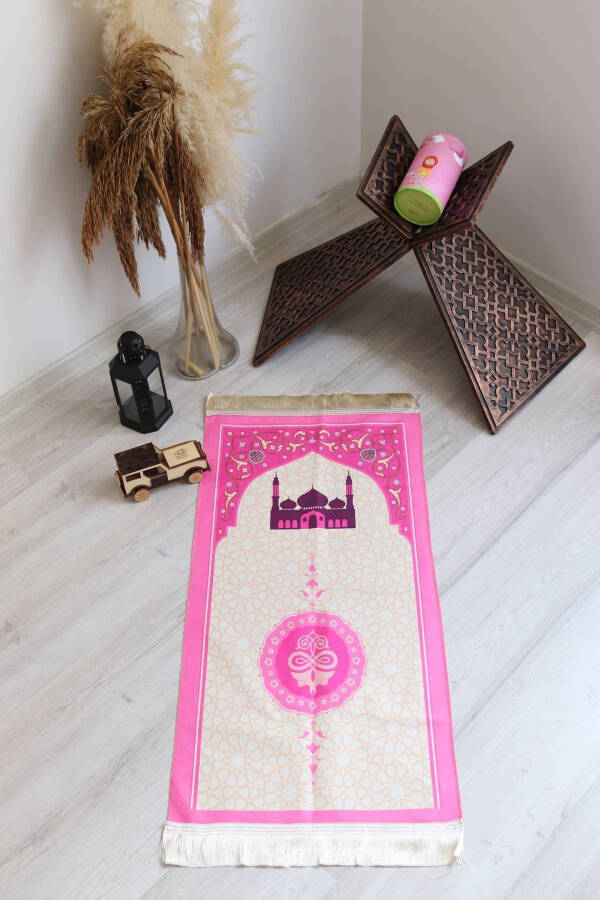 Piggy Bank Cylinder Box Children's Prayer Rug Pink S1038 - 4