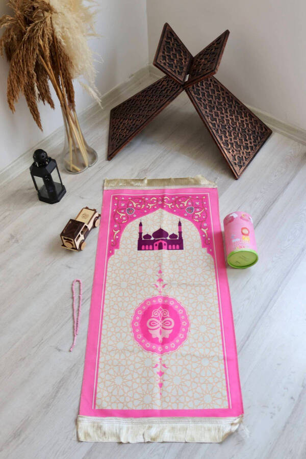 Piggy Bank Cylinder Box Children's Prayer Rug Pink S1038 - 5