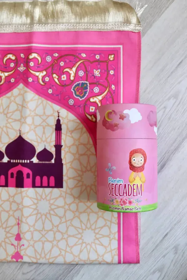 Piggy Bank Cylinder Box Children's Prayer Rug Pink S1038 - 1