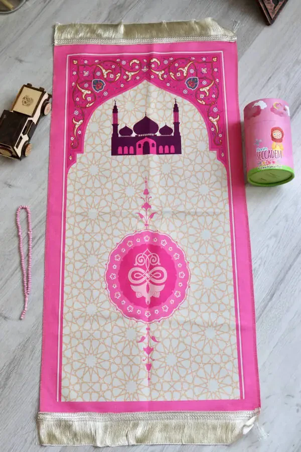 Piggy Bank Cylinder Box Children's Prayer Rug Pink S1038 - 3