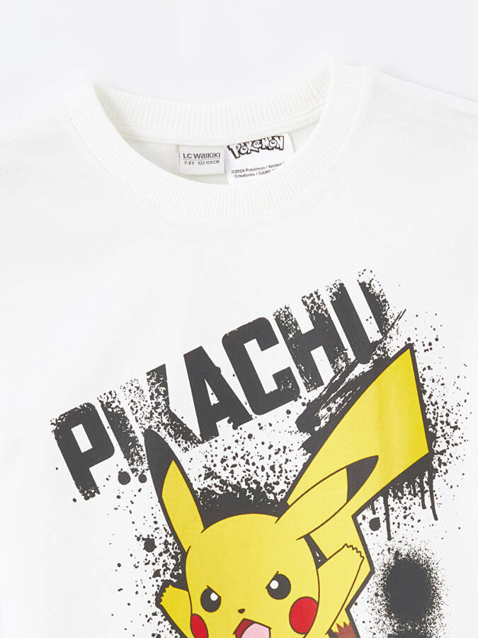 Pikachu Print Short Sleeve Boy's T-Shirt with Crew Neck - 5