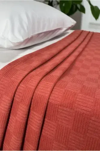 Pike Bir Kishilik %100 Paxta Kichik Dama Desenli Yotoq O'rtasi Otel Tipi Lyuks Pike-G'isht - 4