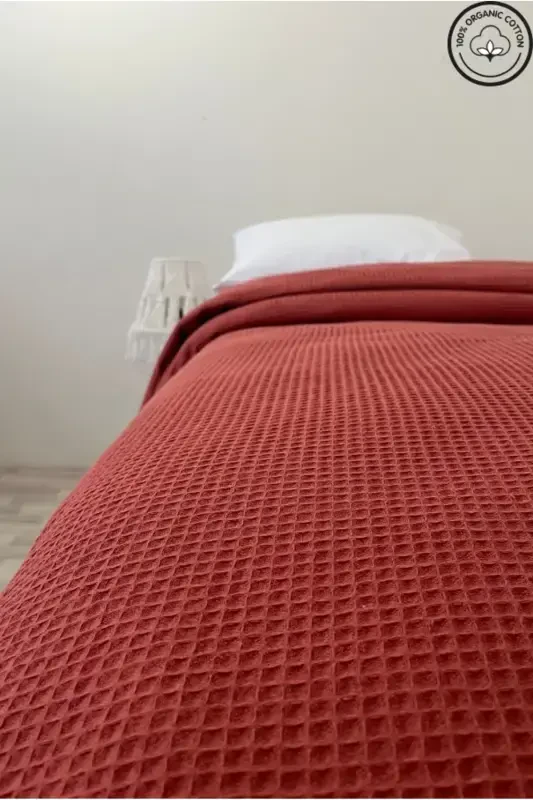 Pike Bir kishilik 100% Paxta Vafli Naqshli Yotoq O'rindigi Mehmonxona Tipi Lyuks Pike-G'isht - 2