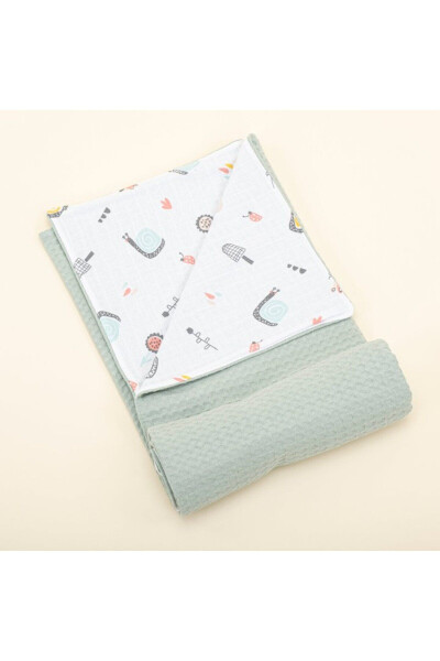 Pike Blanket - Double Sided - Green Honeycomb - Snail - YUNIKOBABY