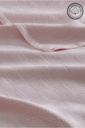 Pike Çift Kişilik %100 Pamuk Küçük Dama Desenli Yatak Örtüsü Otel Tipi Lüx Pike Beyaz/renkli-PEMBE - 1