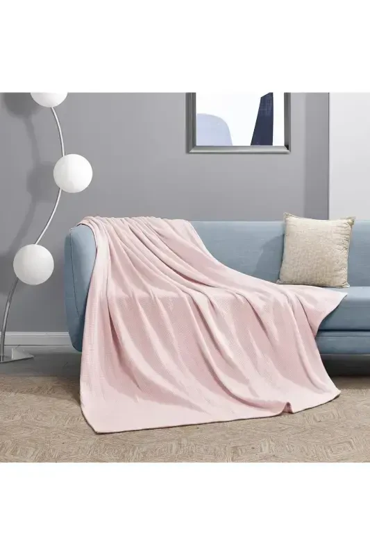 Pike Çift Kişilik %100 Pamuk Küçük Dama Desenli Yatak Örtüsü Otel Tipi Lüx Pike Beyaz/renkli-PEMBE - 6