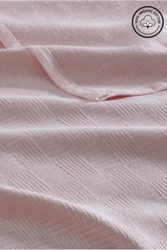 Pike Çift Kişilik %100 Pamuk Küçük Dama Desenli Yatak Örtüsü Otel Tipi Lüx Pike Beyaz/renkli-PEMBE 