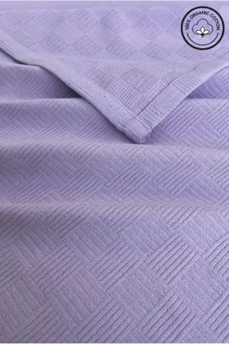 Pike Double 100% Cotton Small Check Patterned Bedspread Hotel Type Lux Pique-lilac 