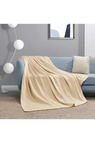 Pike Double Size 100% Cotton Small Check Patterned Bedspread Hotel Type Luxury Pique White Color-BEIGE - 5