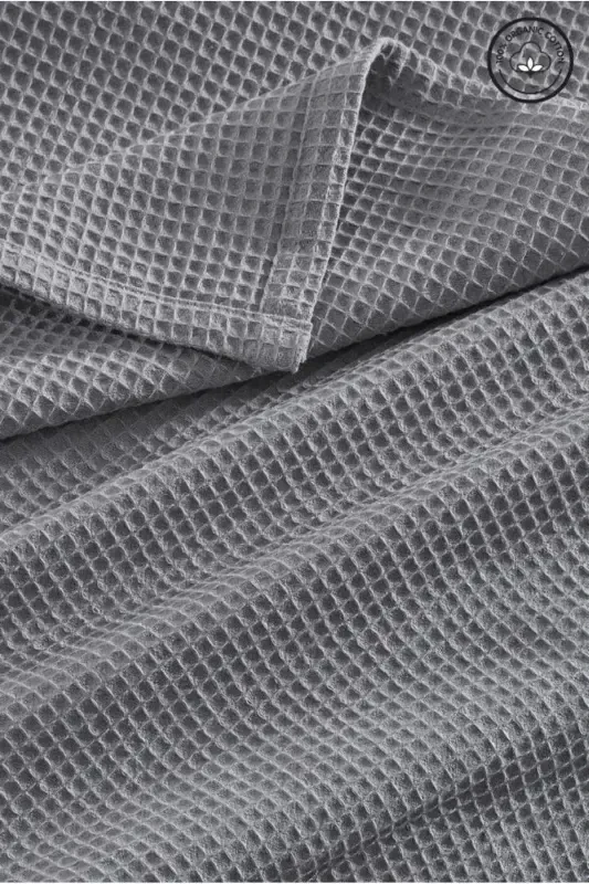 Pike Double Size Waffle Patterned Bedspread Hotel Type Lux Pique-ANTHRACITE - 1