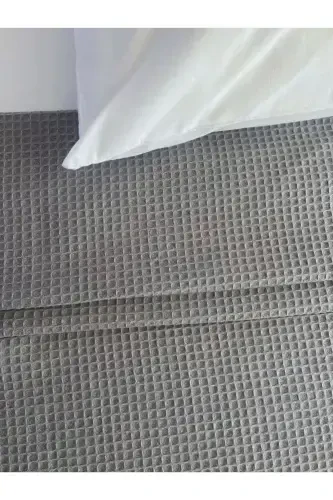 Pike Double Size Waffle Patterned Bedspread Hotel Type Lux Pique-ANTHRACITE - 6