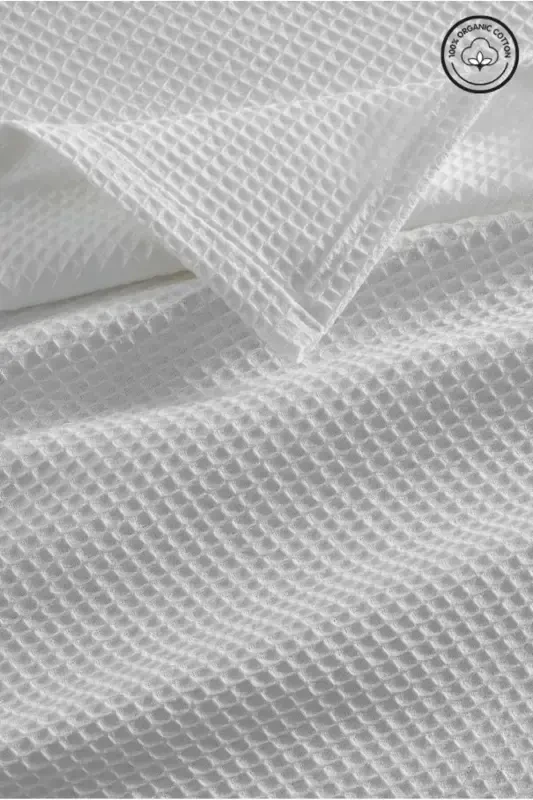 Pike Double Waffle Pattern Bedspread Hotel Type Lux Pique-White - 1