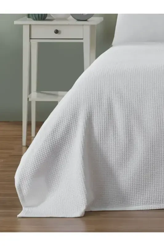 Pike Double Waffle Pattern Bedspread Hotel Type Lux Pique-White - 4