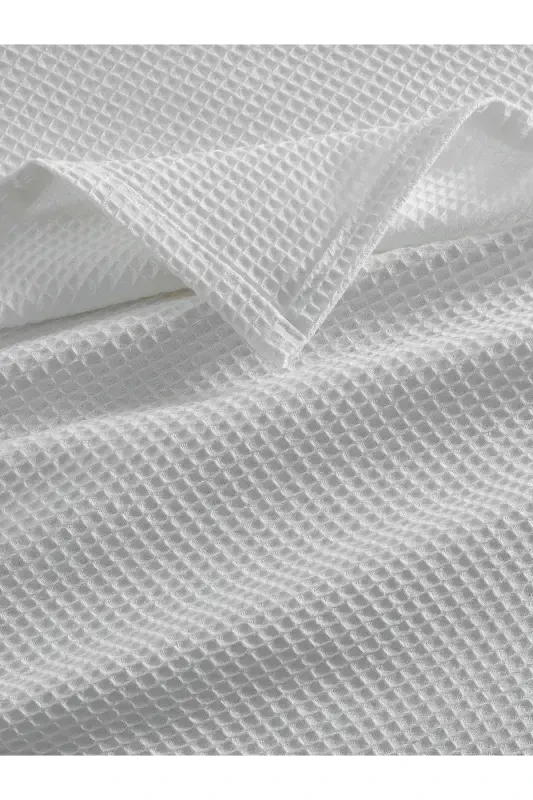 Pike Double Waffle Pattern Bedspread Hotel Type Lux Pique-White - 6