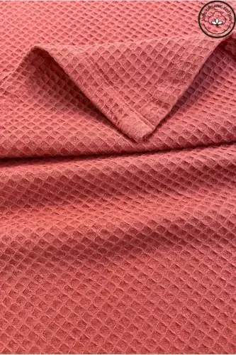 Pike Double Waffle Patterned Bedspread Hotel Type Luxury Pique-Brick - 1