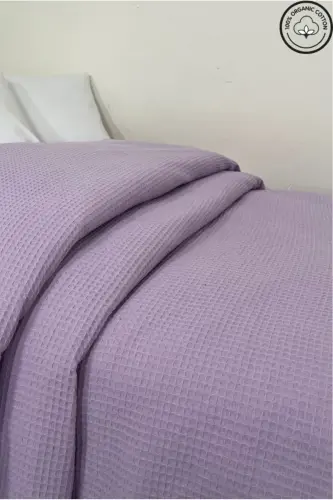 Pike Double Waffle Patterned Bedspread Hotel Type Luxury Pique-Lilac - 3