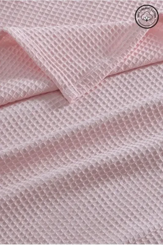 Pike Double Waffle Patterned Bedspread Hotel Type Luxury Pique-Pink - VESSİNOHOME