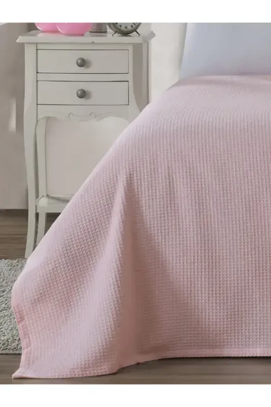 Pike Double Waffle Patterned Bedspread Hotel Type Luxury Pique-Pink - 4