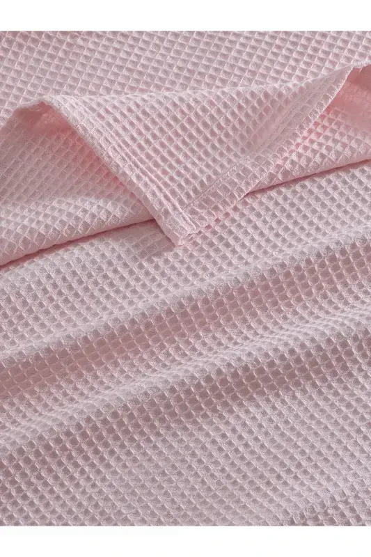 Pike Double Waffle Patterned Bedspread Hotel Type Luxury Pique-Pink - 6