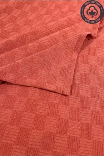 Пике Двуспальный 100% Хлопок Мелкий Клетчатый Плед Отель Тип Люкс Пике-кирпич - 1