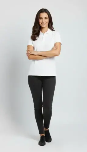 Pike Kumaş Düğmeli Yaka Regular Rahat Günlük Kısa Kol Tişört T-shirt - Beyaz - 3