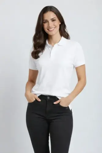 Pike Kumaş Düğmeli Yaka Regular Rahat Günlük Kısa Kol Tişört T-shirt - Beyaz - 4