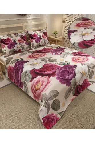 Pike Set Cotton Double Size Jacquard Woven Bedspread Flower Dream-Powder - 10