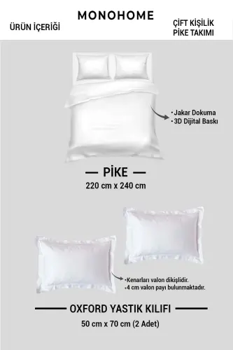 Pike Set Cotton Double Size Jacquard Woven Bedspread Flower Dream-Powder - 13