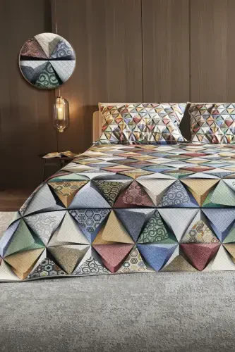 Pike Set Jacquard Woven Cotton 3d Digital Print Deep Triangle-Colorful - 1