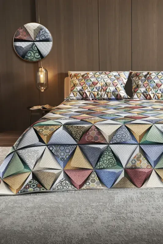 Pike Set Jacquard Woven Cotton 3d Digital Print Deep Triangle-Colorful - 1