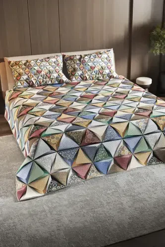 Pike Set Jacquard Woven Cotton 3d Digital Print Deep Triangle-Colorful - Modazone (1)