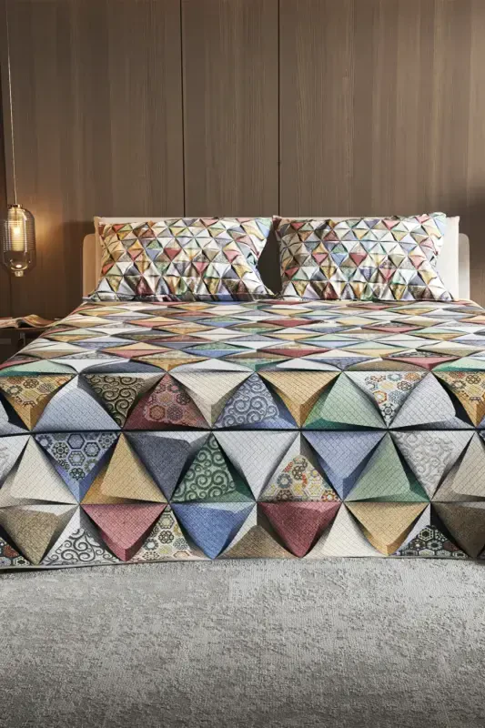 Pike Set Jacquard Woven Cotton 3d Digital Print Deep Triangle-Colorful - 3