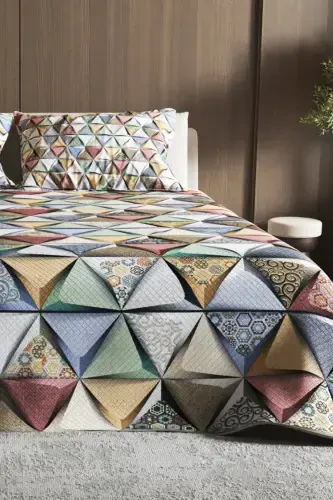 Pike Set Jacquard Woven Cotton 3d Digital Print Deep Triangle-Colorful - 5