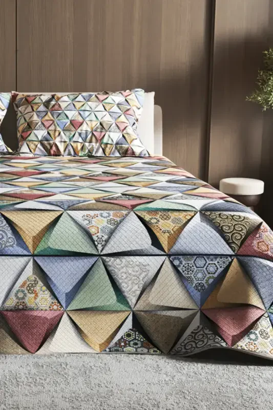 Pike Set Jacquard Woven Cotton 3d Digital Print Deep Triangle-Colorful - 5